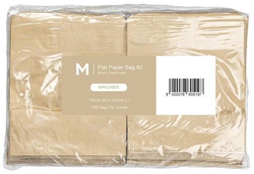 Bags Flat 160x200mm Brown #2 Pack of 1000 - Matthews