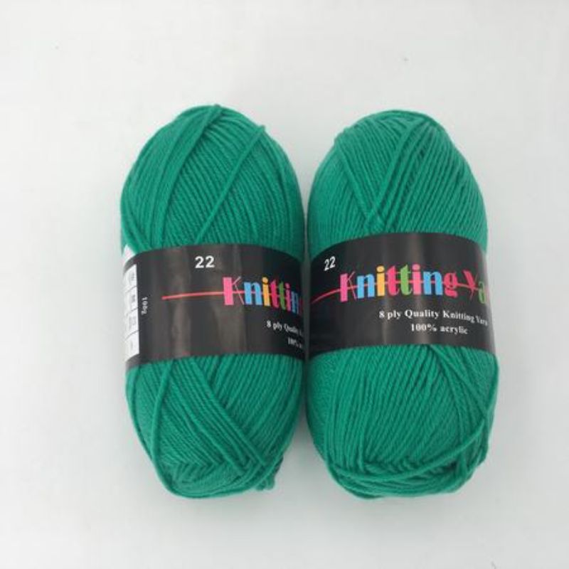 Premium #22 knitting yarn set of 6, 100g each, 8 ply, 100% acrylic, vibrant colors, durable and machine-washable.