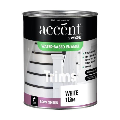 Accent Low Sheen Water Based Wall & Trim Paint 1L White