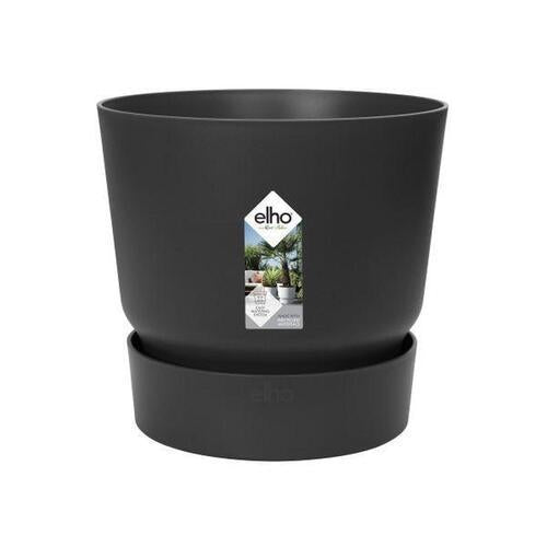 ELHO Greenville Plastic Pot With Saucer Black 20cm