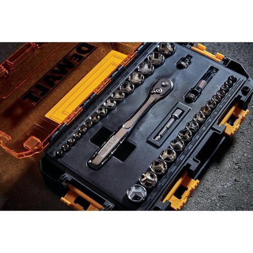DeWALT 1/4 & 3/8 Drive Metric/SAE Socket Set 34 Piece