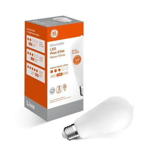 GE Lighting Light Bulb LED Diimmable ST64 Opal 7.2W 750lm Warm White