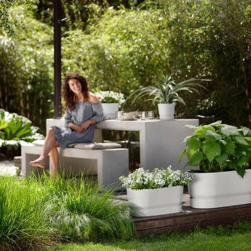 ELHO Greenville Plastic Trough With Saucer White 50cm