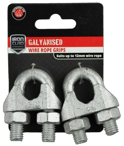 Iron Clad Wire Rope Grips 12mm Galvanised Pack of 2