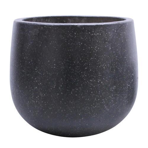 STONELEIGH & ROBERSON Tulip Round Terrazzo Pot L Black