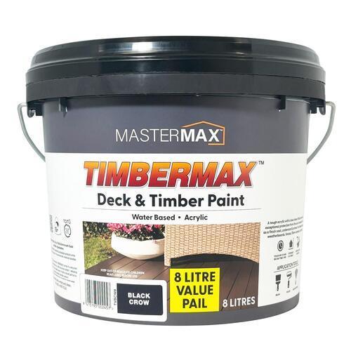 Mastermax TIMBERMAX Deck And Timber Paint Water Based 8L Black Crow