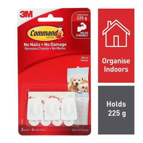 Command Hooks Micro White Pack of 3