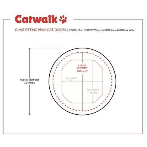 Glass Fitting Maxi Dual Glaze Cat Door Diameter: 304mm Clear - Catwalk
