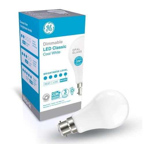GE Lighting LED Dimmable Classic Opal GLS 10.5 Watt Cool White 15006L