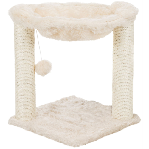 Cream cat tree measuring 50cm, designed for feline comfort and play.