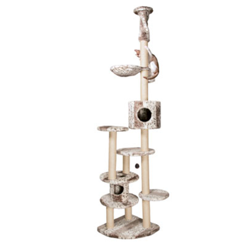 Tall grey cat tree, 165cm high, perfect for climbing, playing, and scratching for your feline friend.