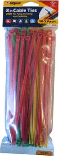 Cable Ties Assorted Colours 100-Pce 50lb Capacity #32596 200mm Cargoloc
