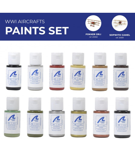 Vibrant 12-piece paint set for wooden airplane models, ideal for creative DIY projects and enhancing artistic skills.