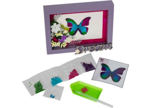 Colorful CrystalArt Disco Butterfly motif, 9x9cm, perfect for adding sparkle to DIY cards and home décor projects.