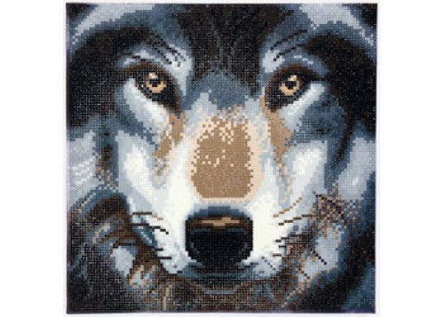 Colorful 5D diamond painting kit featuring a detailed wolf design on a 30x30cm adhesive canvas for creative relaxation.