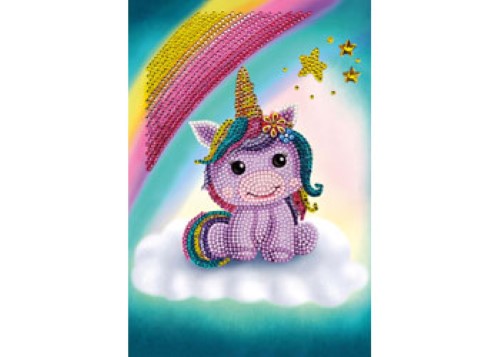 Colorful unicorn-themed notebook (18x26cm) featuring rhinestone art and 50 lined pages for creative expression.