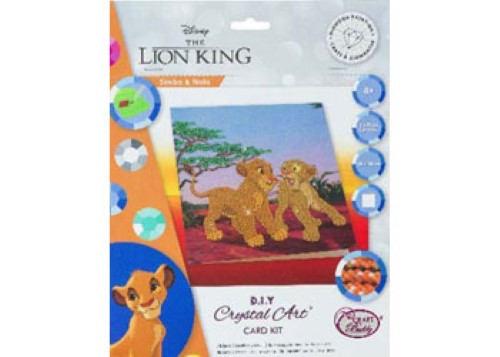 CrystalArt kit featuring Simba and Nala, perfect for creating sparkling greeting cards with colorful crystals.