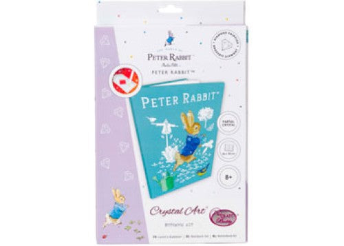 CrystalArt - Peter Rabbit Notebook, 18x26cm, featuring diamond painting design, 50 lined pages, and colorful crystals for creativity.
