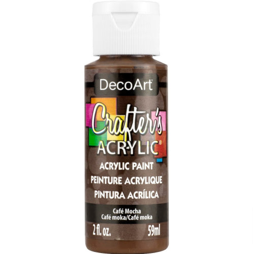 DecoArt CAFE MOCHA acrylic paint in a 59ml bottle, ideal for versatile crafting with rich, chocolatey color.
