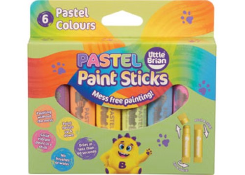 Pastel paint sticks in a 6-pack for mess-free, creative fun—ideal for kids aged 3 and up, perfect for various surfaces.