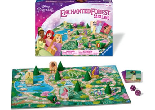 A colorful board game where children explore a magical forest and help a princess break a spell while searching for treasures.
