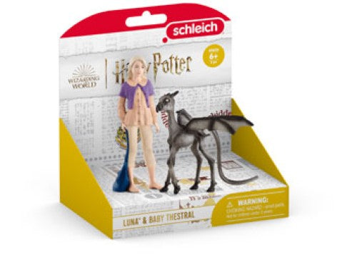 Luna Lovegood figures with baby Thestral, showcasing imaginative play and wizarding world adventure.