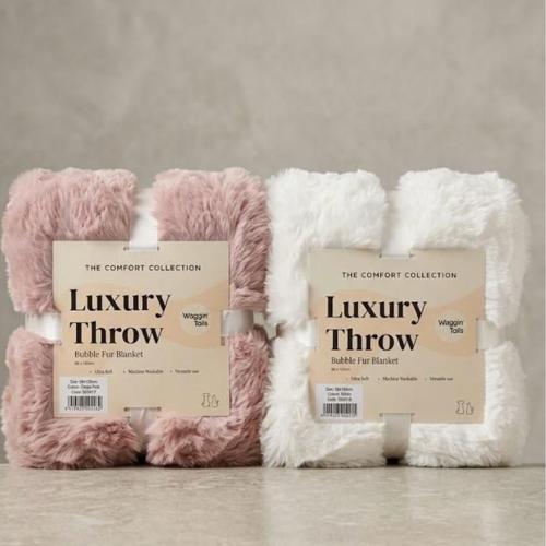 Pet Luxury Throw Bubble Fur Waggin’ Tails Dusty Pink 88 x 120cm