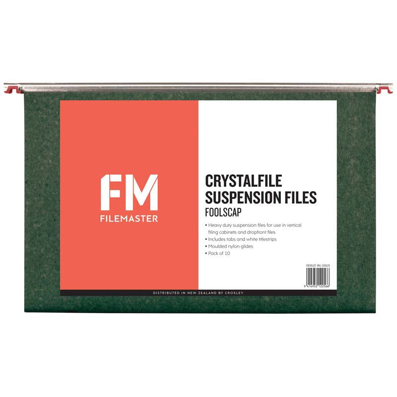 FM File Suspension Crystalfile Green 10 Pack Foolscap