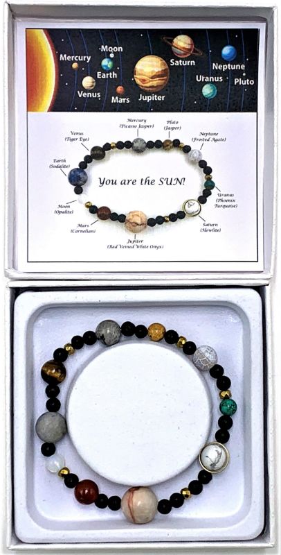 Bracelet - Solar System with Lava Stone (7cm)