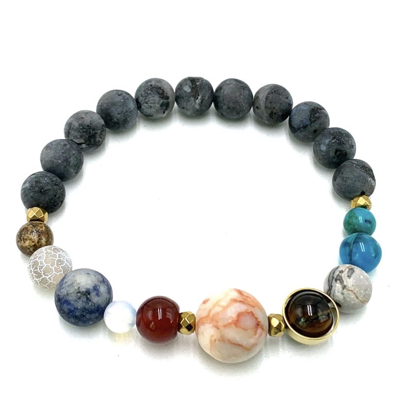Bracelet - Matte Dark Labradorite Solar System (7cm)