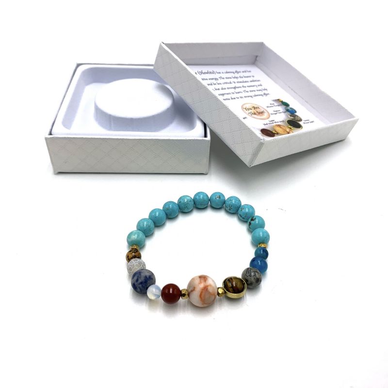 Bracelet - Turquoise Howlite Solar System (7cm)