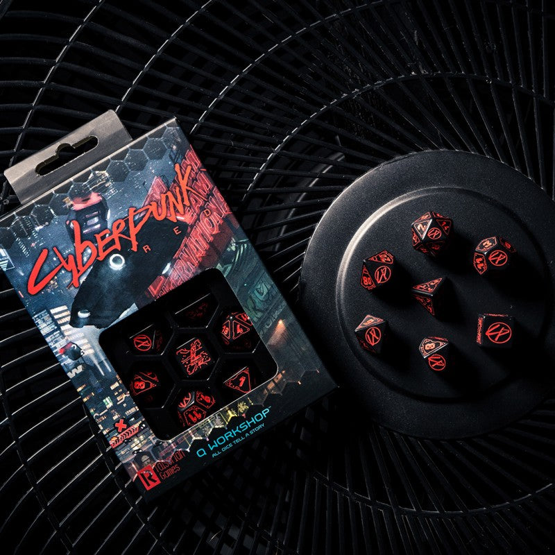 Q Workshop - Cyberpunk Red Rpg Dice Set: Blood Over Chrome