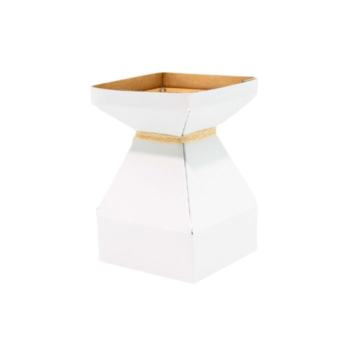 Vaz Square Mini Transportable Cardboard Vase in White. Pack of 10. with Liner.