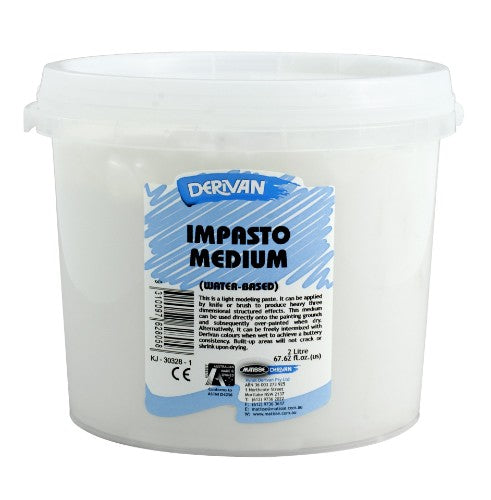 A vibrant, thick 2L container of Derivan Impasto Acrylic Paint for textured, expressive artwork and mixed media projects.
