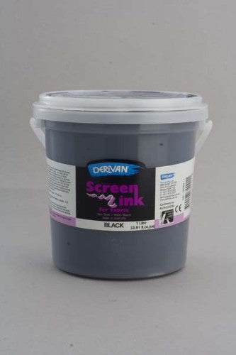 1L bottle of black Derivan Screen Ink, water-based and non-toxic, perfect for fabric printing and safe for classrooms and home use.