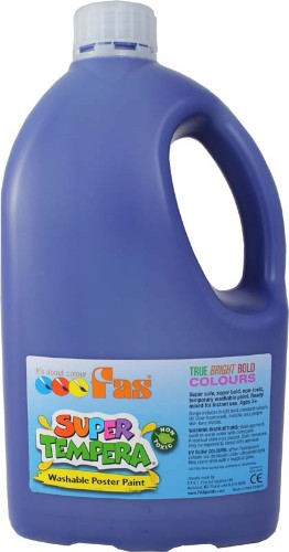 Fas Super Tempera 2ltr Ultra, vibrant non-toxic poster paint perfect for large projects, dries quickly with a matte finish.