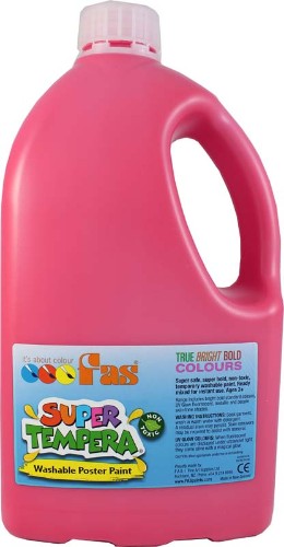 Fas Super Tempera 2ltr Pink – vibrant, non-toxic wash-off paint for creative projects, ideal for schools and art activities.