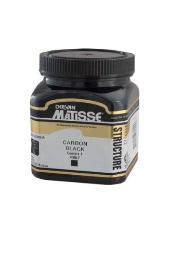 Acrylic Paint Matisse Structure 250ml in Carbon Black S1, rich, intense color for versatile application in artworks.