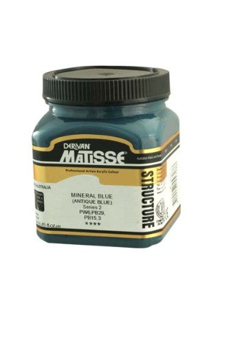 Vibrant Matisse Structure Acrylic Paint in Mineral Blue S2, perfect for rich textures and versatile artistic applications.