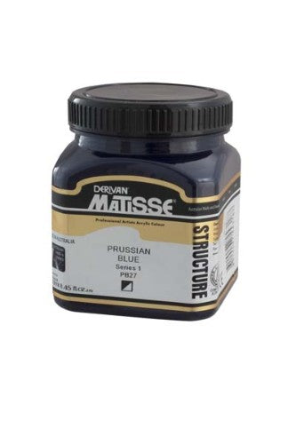 Vibrant 250ml Matisse Str Prussian Blue acrylic paint, perfect for textured effects and mixed media artwork.