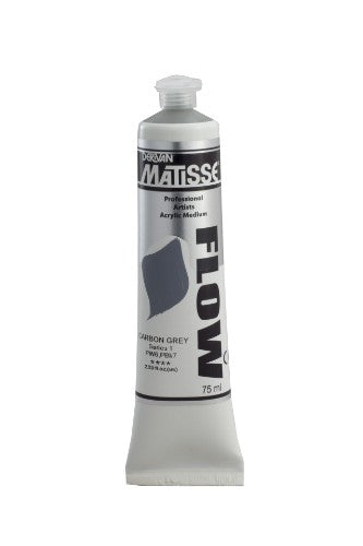 Matisse Flow Acrylic Paint in Carbon Grey S1, 75ml tube, ideal for smooth, free-flowing brushstrokes and versatile techniques.