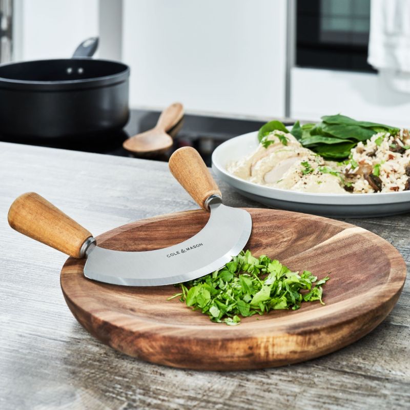 Mezzaluna with Board - Ashden Acacia (24.5cm)