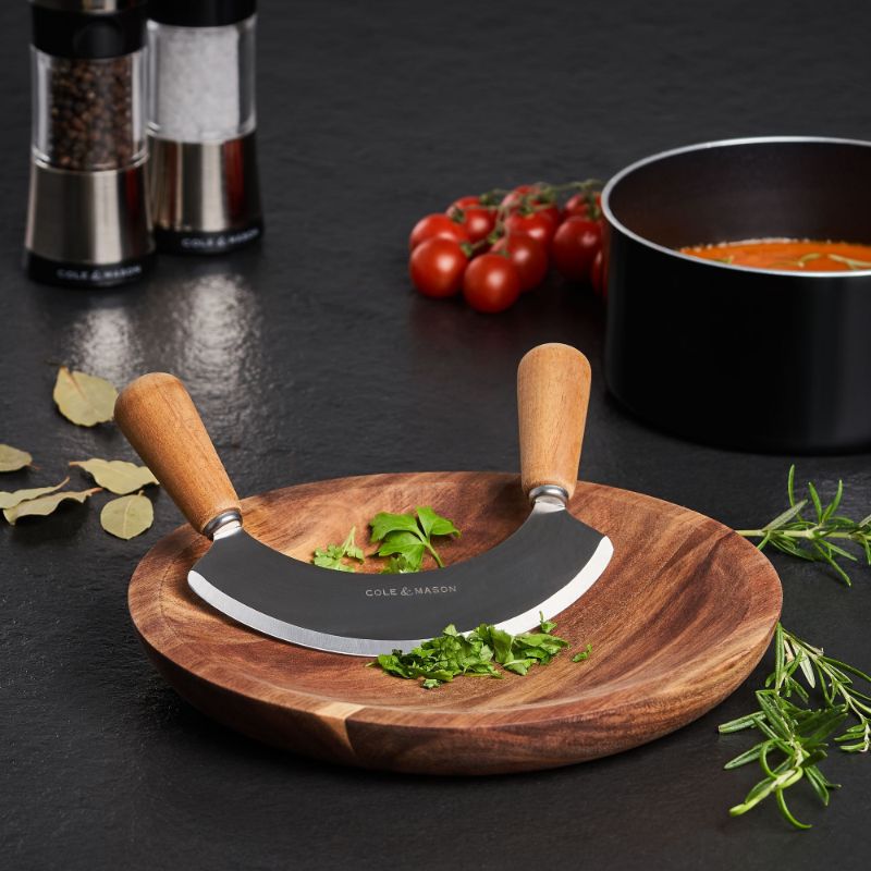 Mezzaluna with Board - Ashden Acacia (24.5cm)