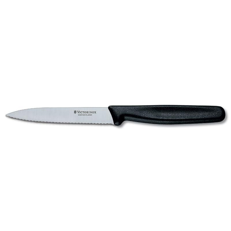 Victorinox Paring Knife 10cm Pointed Blade Wavy Nylon Black
