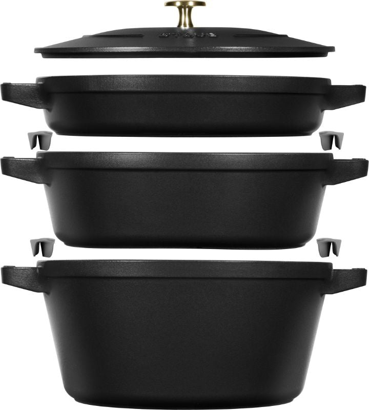 4pc Stackable Cocotte Set - 24cm (Black)