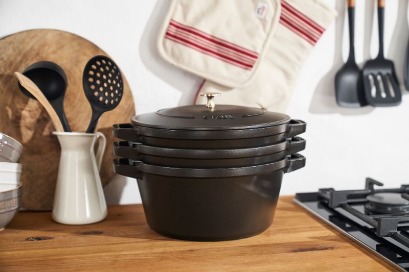 4pc Stackable Cocotte Set - 24cm (Black)