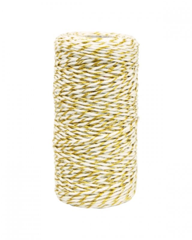 Ribbon - Metallic Twist Twine 1.5mm X 100mtrs White/Gold