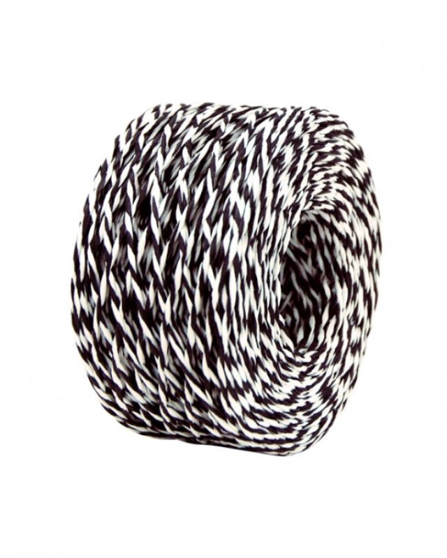 Ribbon - Two Tone Paper Twine 2mm x 100mtrs Blk/Whi