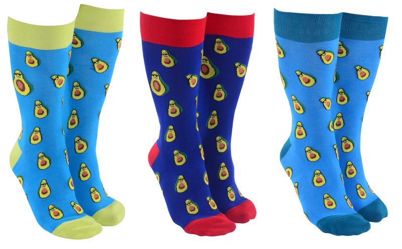 Colorful set of 6 avocado-themed socks, perfect for adding fun and style to any outfit while ensuring comfort.