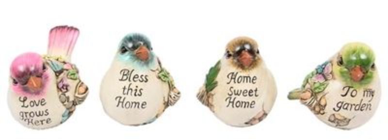Ornament - Cute Bird Wording 10cm (Set of 8 Asst)